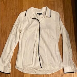 Banana Republic White Button Down Shirt with Black Trim